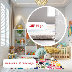 Kids Handprint Area Rug 5x8 Multicolor Polypropylene
