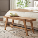 Solid Wood Farmhouse Entryway Bench – 43.3" Rustic Dining Bench with Angled Legs