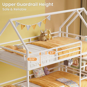 Twin Over Twin House Bunk Bed with Storage Shelf