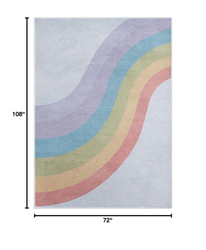 Rainbow Multi-Color Flat-Weave Playroom Area Rug