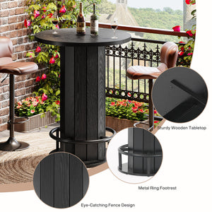 Round Bar Table with Metal Ring Footrest