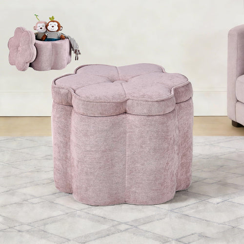 Floral Storage Ottoman Pouf – 19.5" Round, Holds 300 lbs