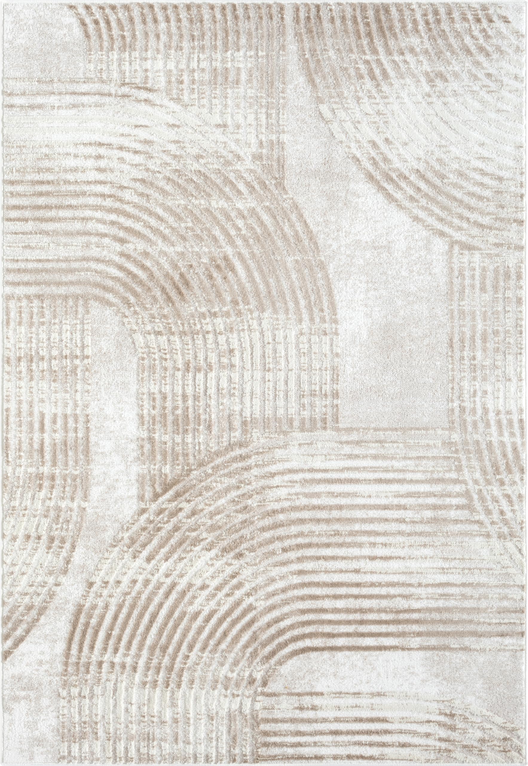 Cream Area Rug – Mid-Century Modern Arch Pattern | Multiple Sizes