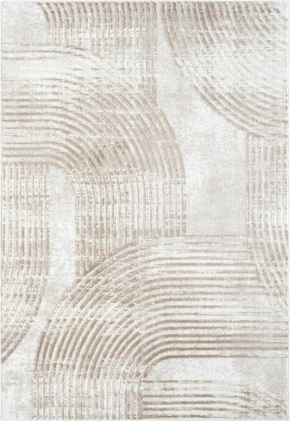 Cream Area Rug – Mid-Century Modern Arch Pattern