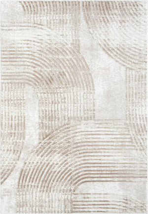 Cream Area Rug – Mid-Century Modern Arch Pattern