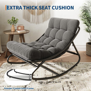 Outdoor Metal Rocking Chair with Thick Cushion – 450 lbs Capacity