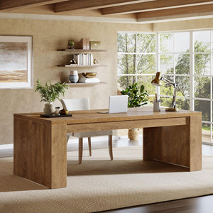 70.86-Inch Large Executive Computer Desk with Double Pedestal Legs