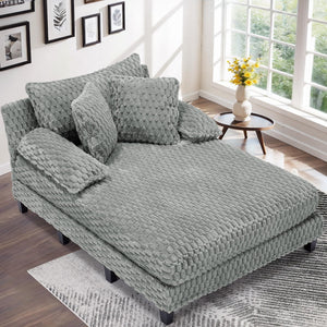 Faux Fur Indoor Chaise Lounge Chair with Adjustable Backrest & Lumbar Pillows