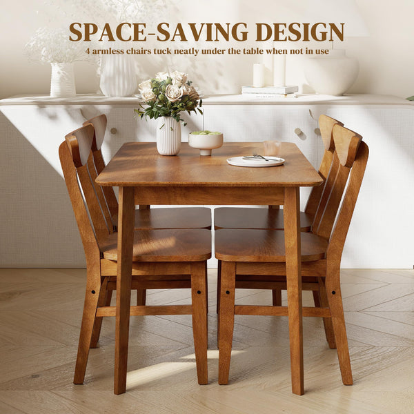 5-Piece Farmhouse Solid Wood Dining Table and Chair Set for 4