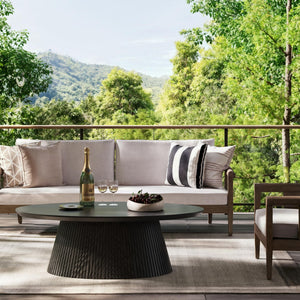 Oval Coffee Table with Fluted Design