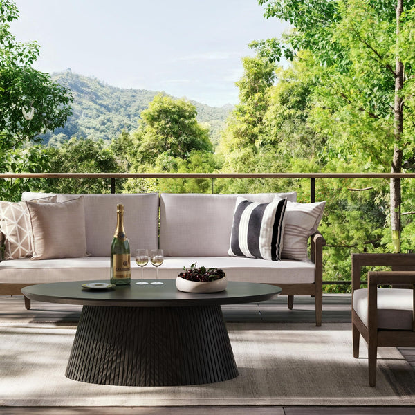 Oval Coffee Table with Fluted Design