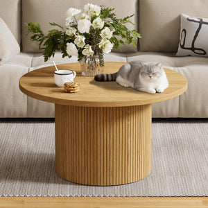 Round Wood Coffee Table 35.4"