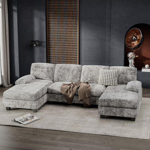 U-Shaped Sectional Sofa with Double Chaise & Memory Foam