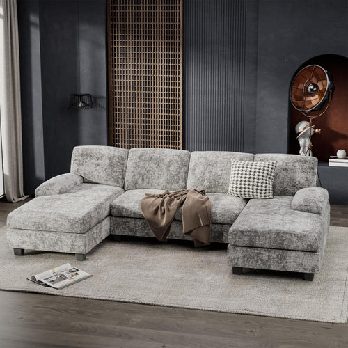 U-Shaped Sectional Sofa with Double Chaise & Memory Foam
