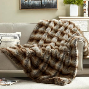 Faux Fur Throw Blanket 50x60 Inch Heavyweight Animal Print