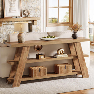 70.87" 3-Tier Narrow Console Table with Storage – Farmhouse Sofa & Entryway Table