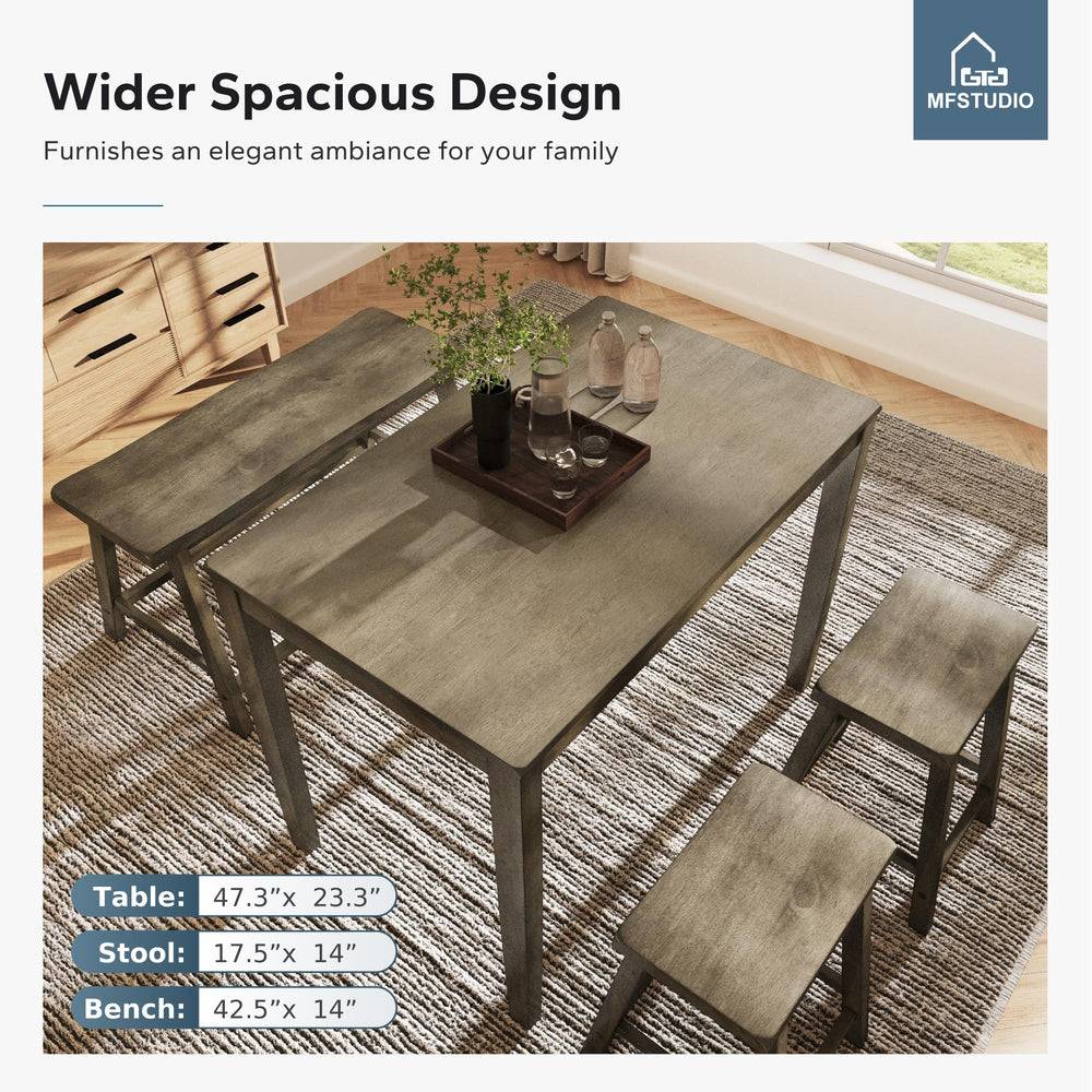 Counter Height Dining Table Set for 4 with Bench