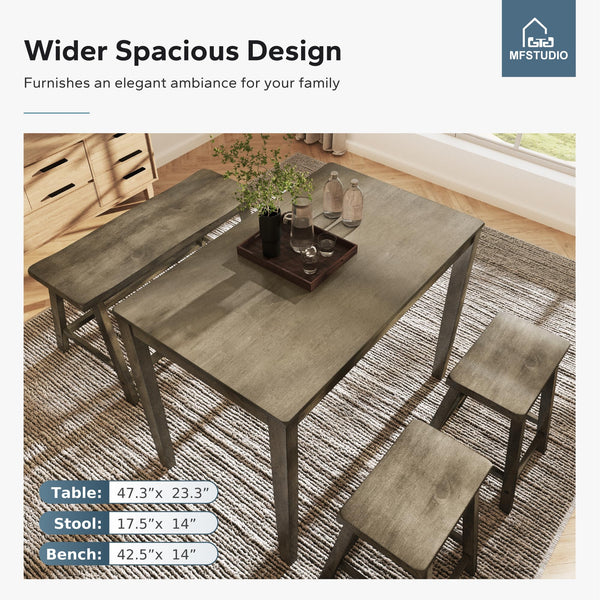 Counter Height Dining Table Set for 4 with Bench