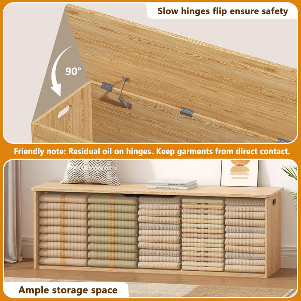 Extra Large Fluted Storage Bench with Lift Top