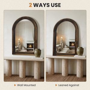 Arched Wood Frame Wall Mirror
