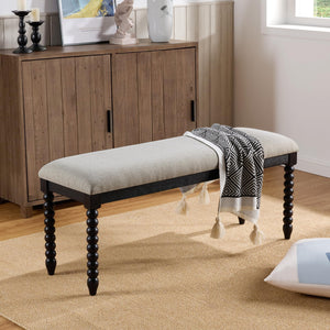 Upholstered Storage Bench with Wood Legs – 48" Entryway & Bedroom Ottoman