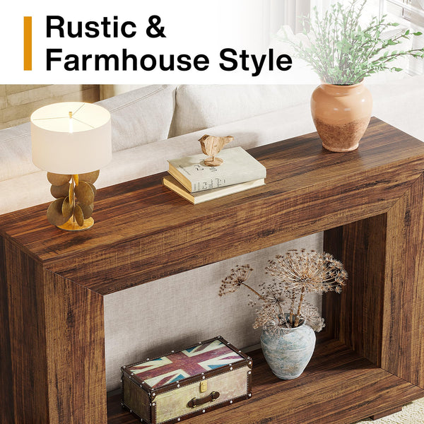 47-Inch Farmhouse Console Table with Storage