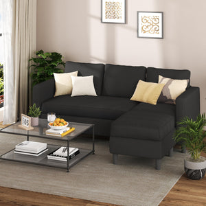 L-Shaped Convertible Sectional Sofa with Reversible Ottoman