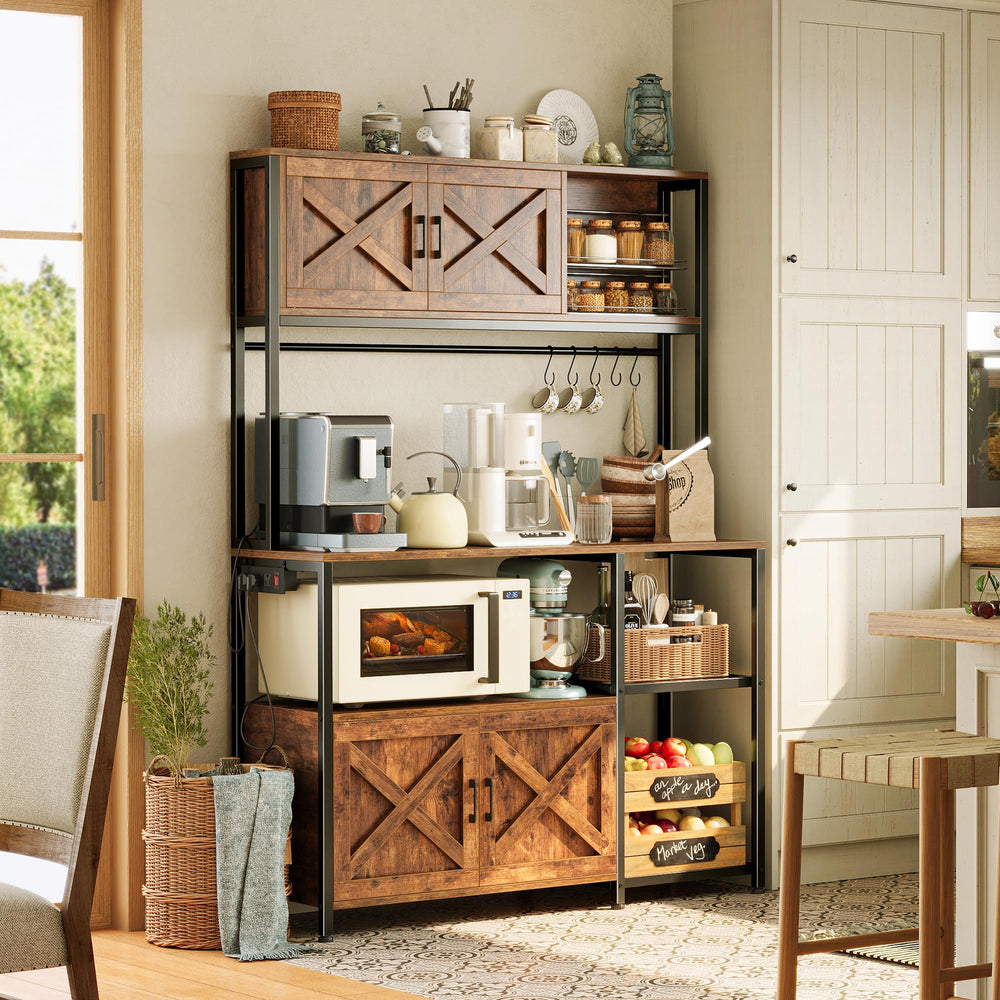 Kitchen Baker's Rack with Power Outlet & Cabinets