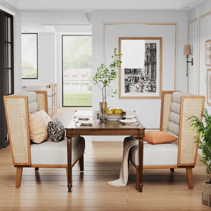 Mid-Century Modern Loveseat with Rattan Arms