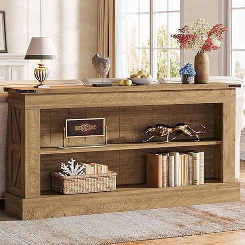 63-Inch Console Table with Shelves