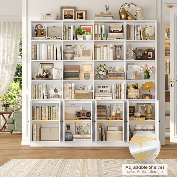 6-Tier Farmhouse Bookcase with 8 Doors