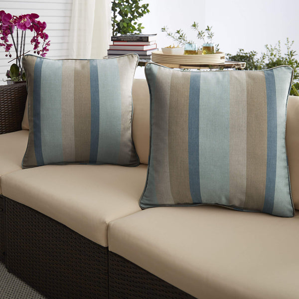 Sunbrella Gateway Mist Outdoor Corded Pillow Set of 2 — 18" x 18"