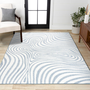 High-Low Abstract Striped Indoor Outdoor Area Rug 7'9" x 10'