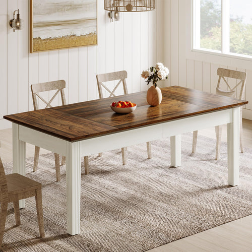 62-Inch Farmhouse Dining Table with Solid Wood Legs