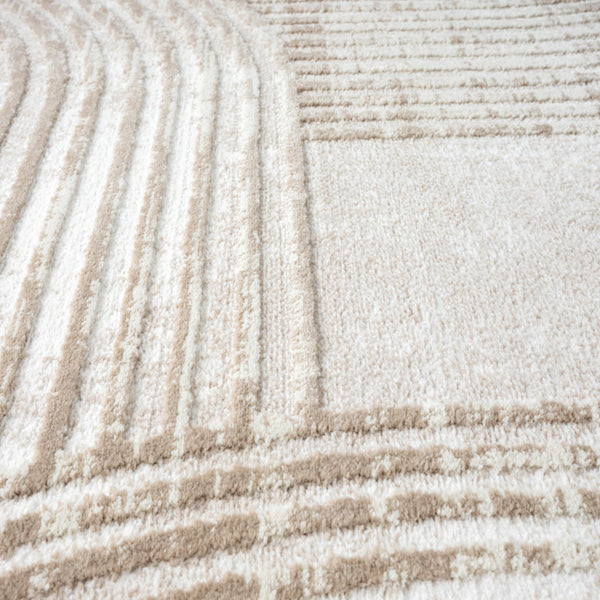 Cream Area Rug – Mid-Century Modern Arch Pattern