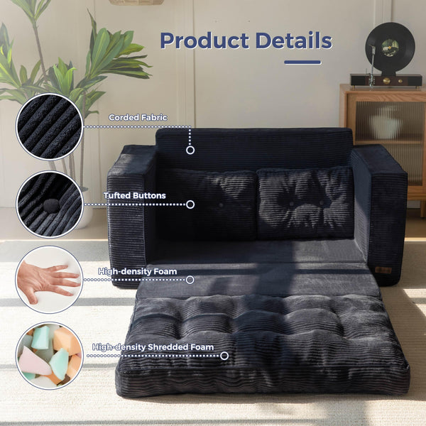Convertible Sofa Bed – Pull-Out Loveseat Sleeper with Pillows