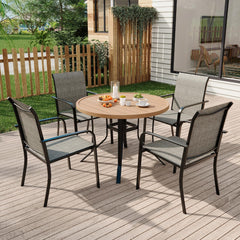7-Piece Outdoor Patio Dining Set with Round Metal Table & Textilene Chairs