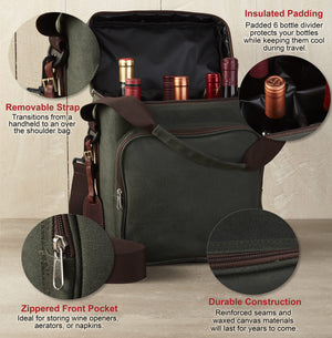 6-Bottle Insulated Wine Tote Bag with Ice Pack