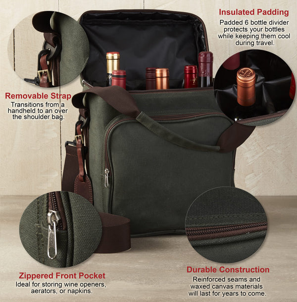 6-Bottle Insulated Wine Tote Bag with Ice Pack