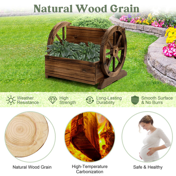 2-Tier Wooden Planter Box with Wheels