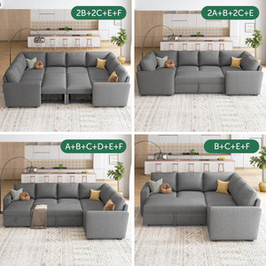 Modular Sectional Sleeper Sofa with Pull-Out Bed
