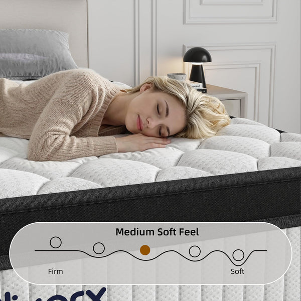 12-Inch Hybrid Queen Mattress – Medium Firm, 7-Zone Support