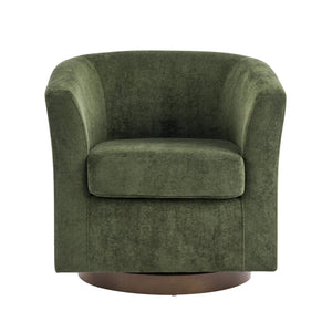 Velvet Swivel Barrel Accent Chair with Wood Frame