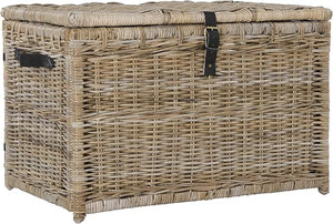Collapsible Wicker Storage Trunk with Flip-Top Lid