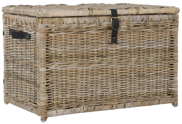 35" Wicker Storage Trunk – Collapsible Rattan Chest with Lid