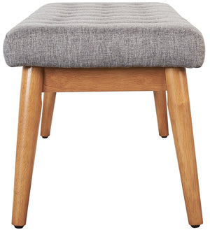 Mid-Century Wood Dining Bench with Tufted Cushion