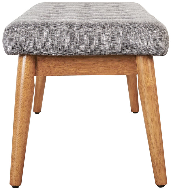 Mid-Century Wood Dining Bench with Tufted Cushion