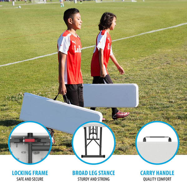 6-Foot Fold-in-Half Folding Bench – White Granite