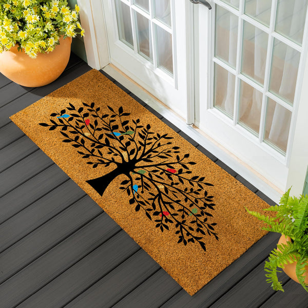 Tree of Life Coir Doormat — 2' x 5' Large Outdoor Indoor Welcome Mat