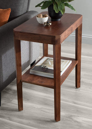 Mid-Century Mango Wood Two-Tier Side Table